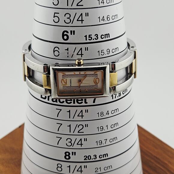 Fossil Women's Two Tone Rectangle Dial Watch Wide Link Bracelet Band ES-1771 - Picture 7 of 7